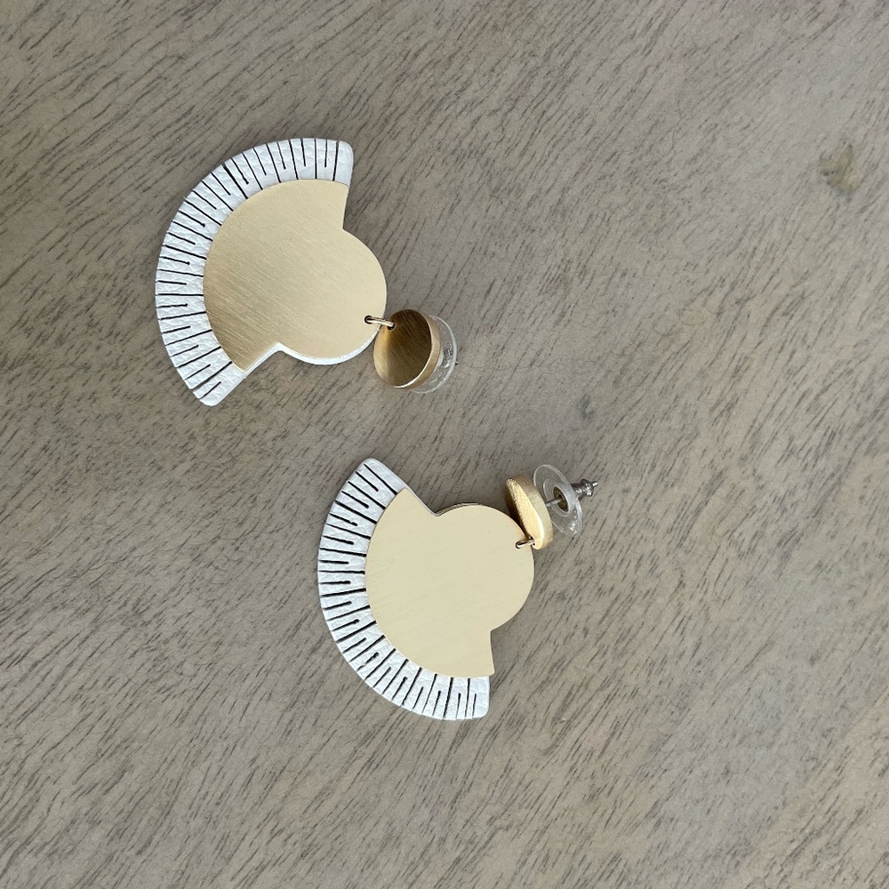 Fossil Stainless Steel and leather earrings.